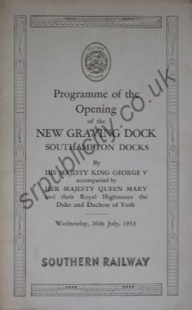 Programme for the opening of the New Graving Dock