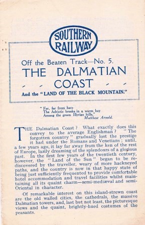 The Dalmation Coast - Off the Beaten Track, No 5