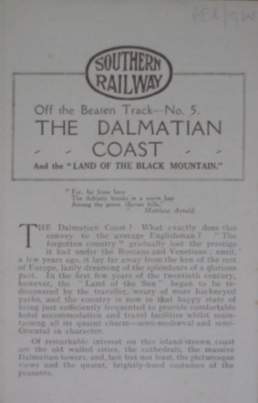 The Dalmation Coast - Off the Beaten Track, No 5