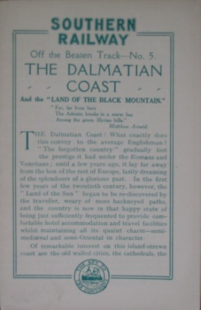 The Dalmation Coast - Off the Beaten Track, No 5