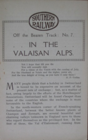 In the Valaisan Alps - Off the Beaten Track, No 7