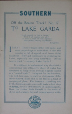 To Lake Garda - Off the Beaten Track, No 17
